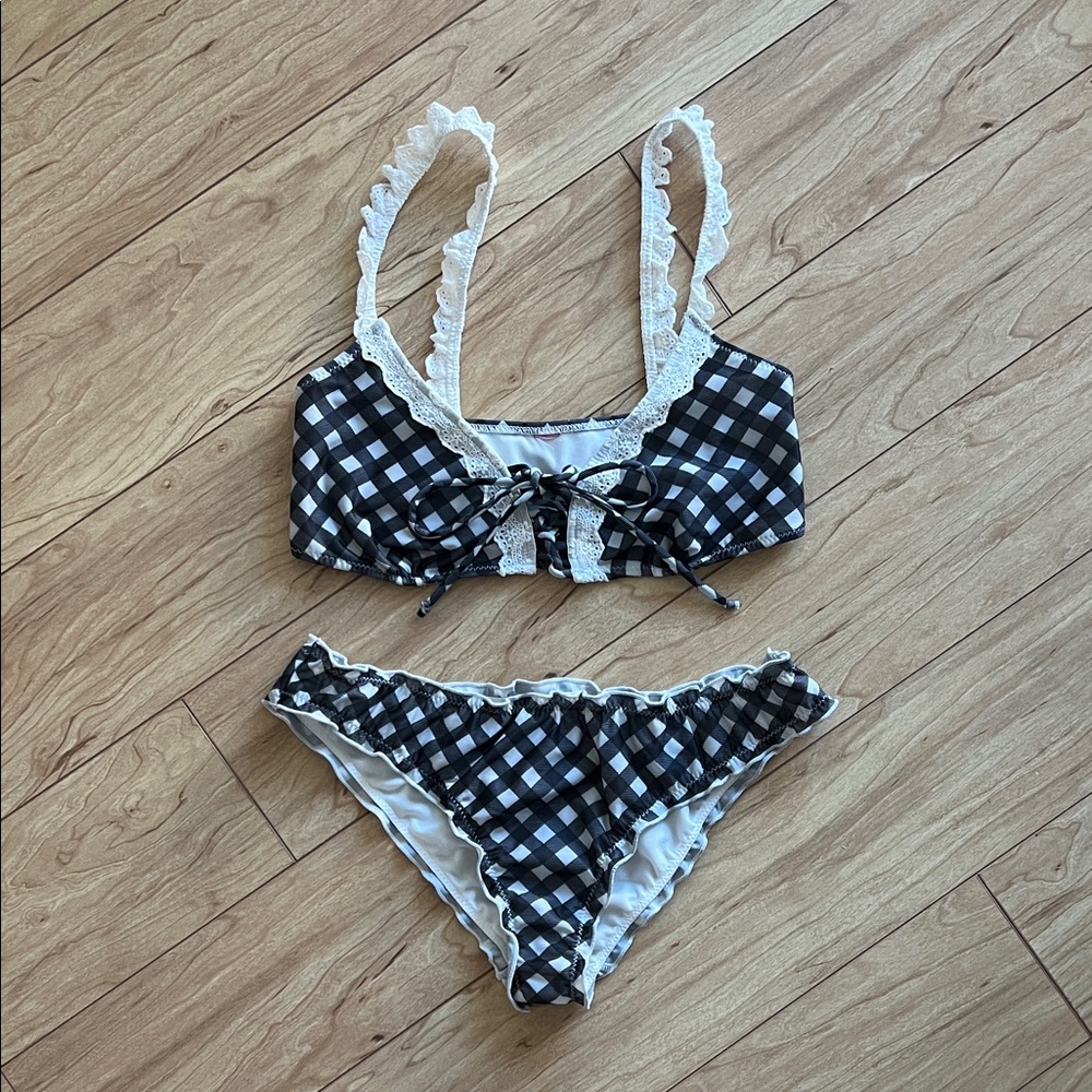 Sugar Thrillz Black and White Checkered Bikini Set